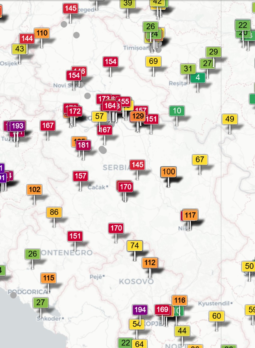 Vazduh je jutros bio zagađen gotovo u celoj Srbiji