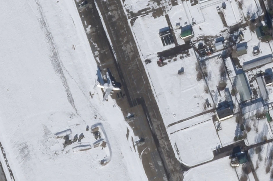 Satelitska slika aviona A-50 u vazdušnoj bazi Mačulišči kod Minska