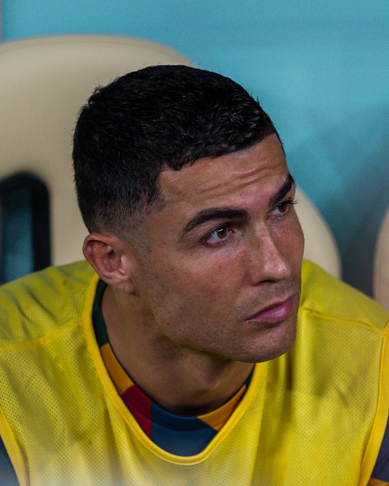 Cristiano Ronaldo Portugal on the bench on December 10, 2022.