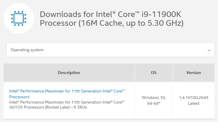 Brak sterowników dla iGPU z procesora Intel Rocket Lake