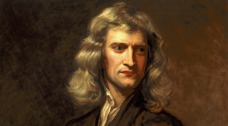 Sir Isaac Newton Thomas Barlow 1863-as olajfestményén, amely Sir Godfrey Kneller 1689-es eredetije alapján készült. Newton volt a második tudós, akit munkássága elismeréseként lovaggá ütött az uralkodó. Címere egy pajzs lett, rajta két keresztbe tett sípcsonttal / Fotó: Getty Images