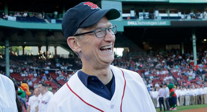 Apple CEO Tim Cook at a Red Sox game this summer.