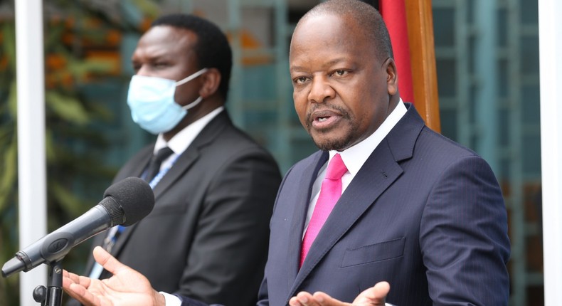 Health CS Mutahi Kagwe during a past Covid-19 press update