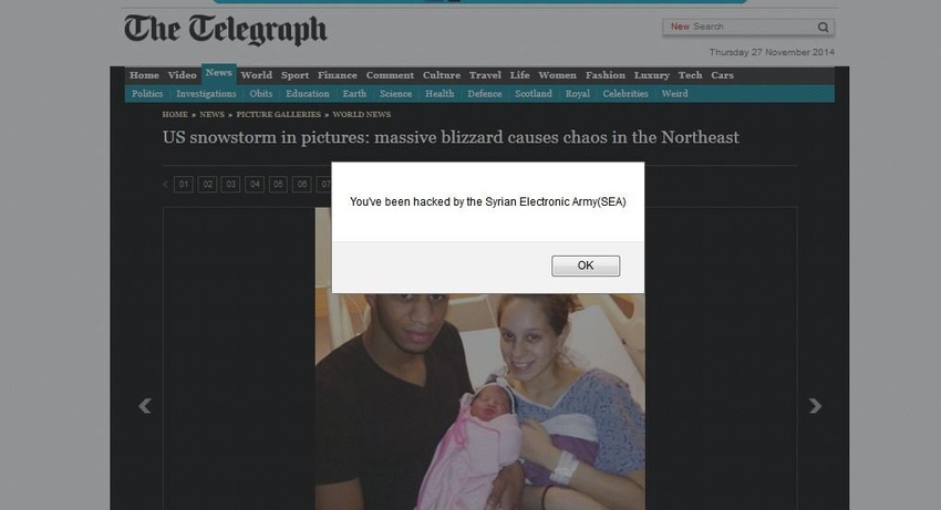 Obaveštenje da je sajt hakovan