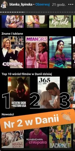 &quot;365 dni&quot; na Netfliksie / Instagram Blanki Lipińskiej