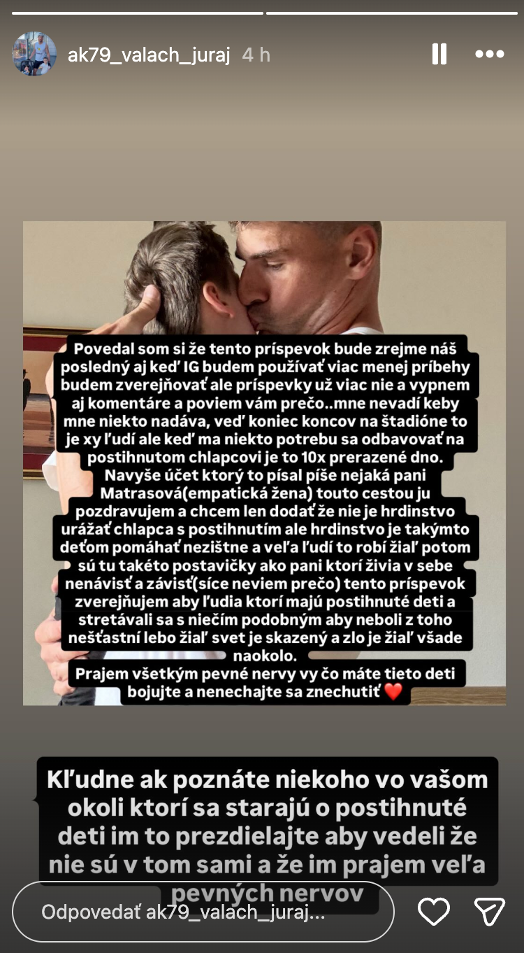 Juraj Valach poslal srdcervúci odkaz.