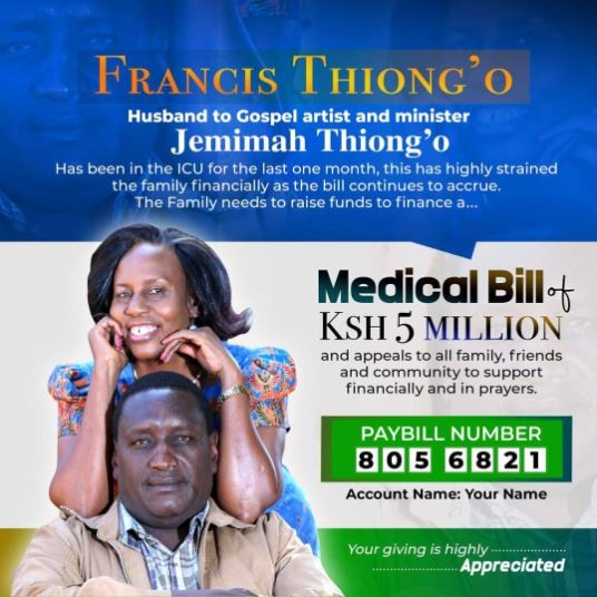 Legendary gospel singer Jemimah Thiong'o appeals for financial assistance