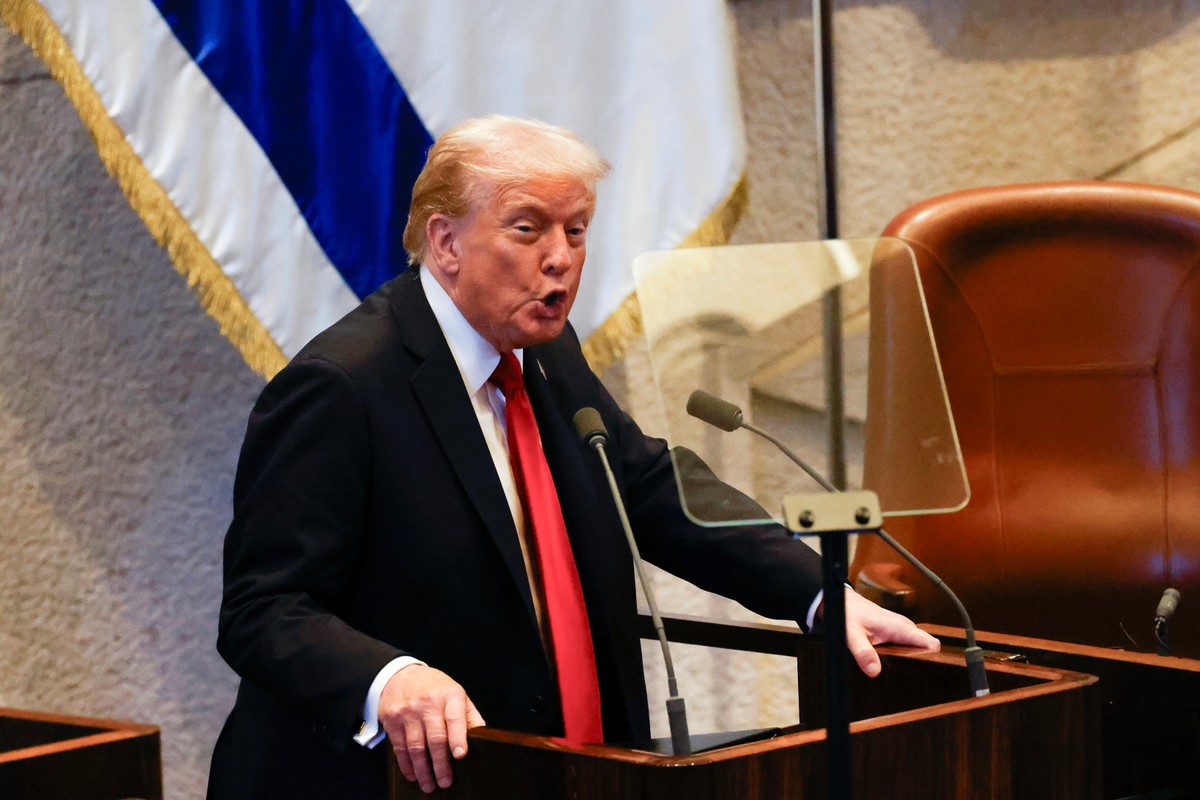 Prezydent USA Donald Trump przemawia do izraelskiego parlamentu, Knesetu, w Jerozolimie