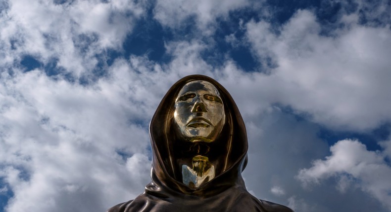 A statue of Satoshi Nakamoto, a presumed pseudonym used by the inventor of Bitcoin, is displayed in Graphisoft Park on September 22, 2021 in Budapest, Hungary.Janos Kummer / Stringer, Getty Images