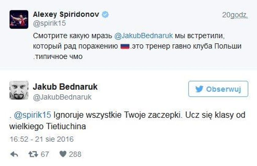 Aleksiej Spiridonow znów obraża Polaków. Teraz celem Jakub Bednaruk