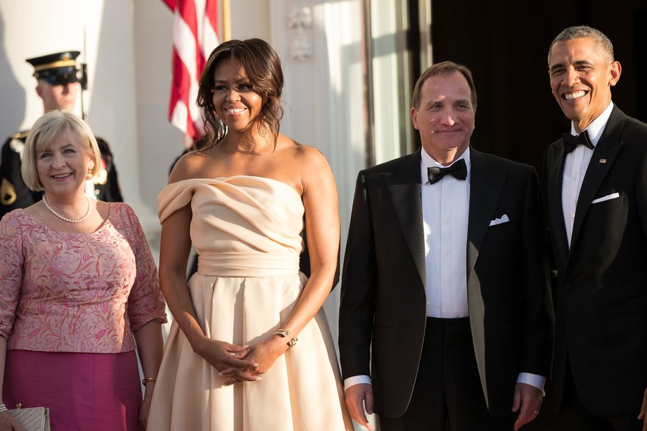 Ulla Lofven, Pierwsza Dama Michelle Obama, premier Szwecji Stefan Löfven i prezydent Barack Obama, 13 maja 2016 roku w Waszyngtonie