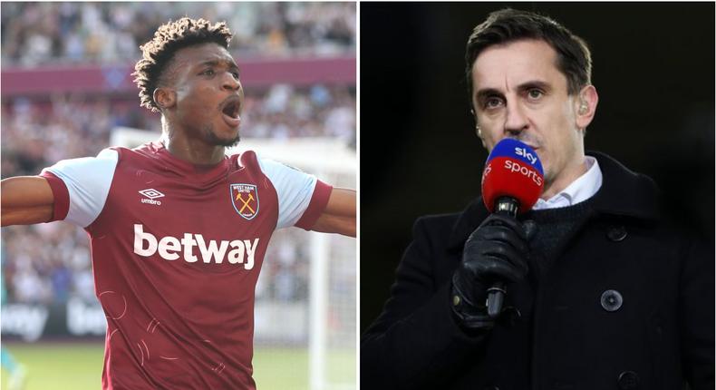 Gary Neville advises Kudus to be more mature, says he takes shots instead of passing