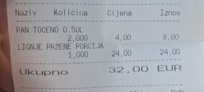 Račun iz restorana