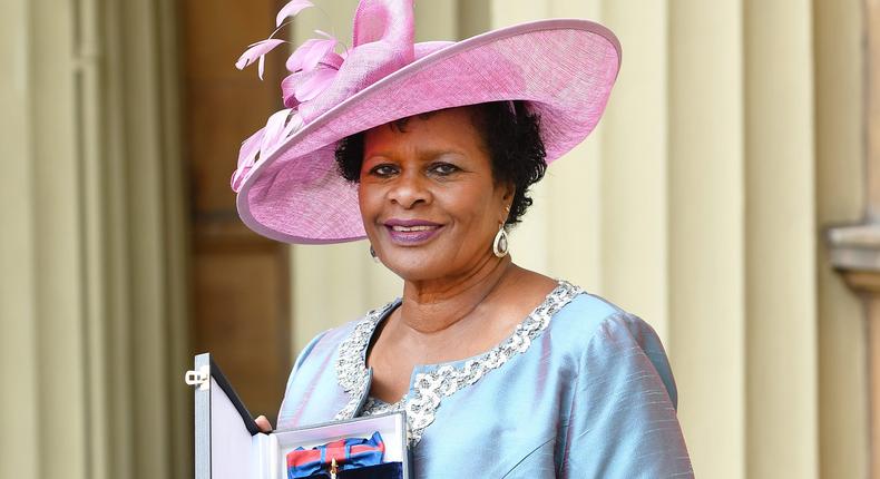 Dame Sandra Mason, governor general of Barbados, after she was made a Dame Grand Cross of the Order of St Michael and St George poses after receiving during an Investiture ceremony at Buckingham Palace on March 23, 2018 in London, England.