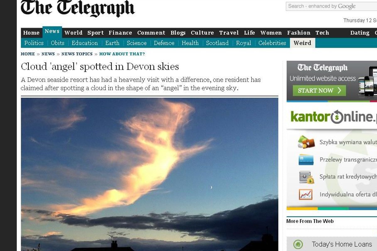 "Anioł" z chmur nad Wielką Brytanią