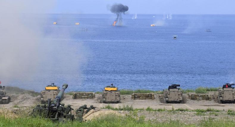 Taiwanese troops during an exercise simulating an attempted amphibious landing by Chinese forces, May 30, 2019.
