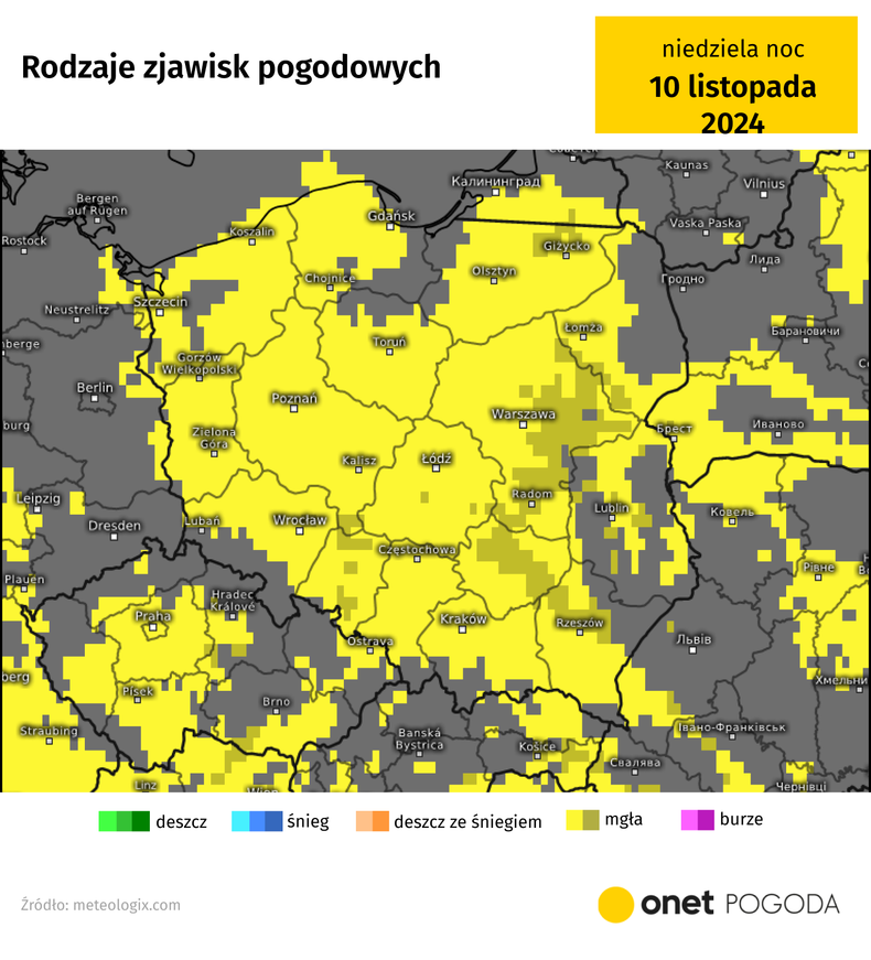 Mgły w najbliższych dniach będą się pojawiać w całym kraju