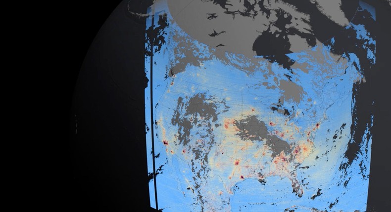 NASA's Tropospheric Emissions: Monitoring of Pollution instrument now orbiting Earth is the first of its kind.Kel Elkins, Trent Schindler, and Cindy Starr/NASA's Scientific Visualization Studio