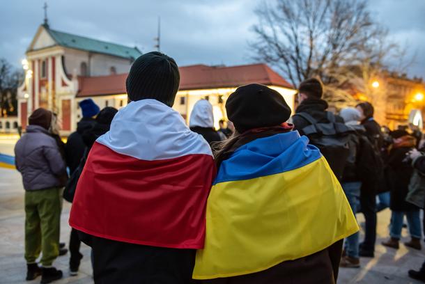 Spotkanie „Lublin solidarny z Ukrainą na placu Litewskim, 22 lutego 2022 r.