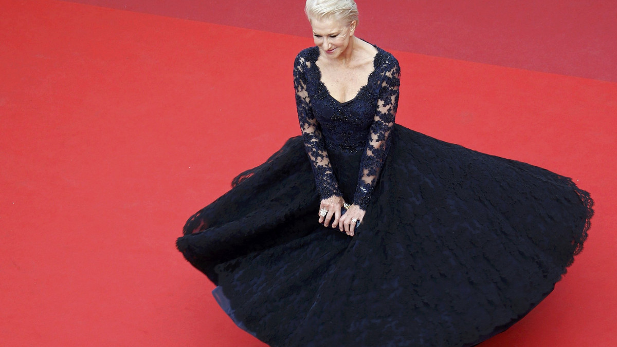 Actress Helen Mirren poses on the red carpet as she arrives for the screening of the film "La fille inconnue" (The Unknown Girl) in competition at the 69th Cannes Film Festival in Cannes