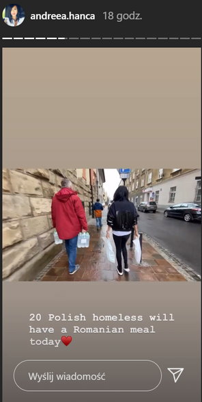 Screenshot z Instastory żony Sergiu Hancy