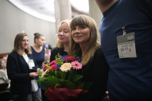 Wybrana przez Sejm na stanowisko Rzecznika Praw Dziecka Monika Horna-Cieślak na sali obrad Sejmu w Warszawie