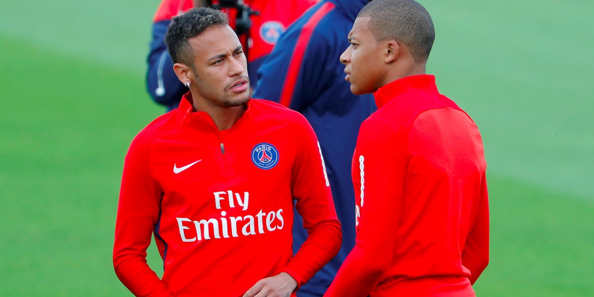 Neymar and Kylian Mbappé train together for the first time in a £364 million show of force from PSG