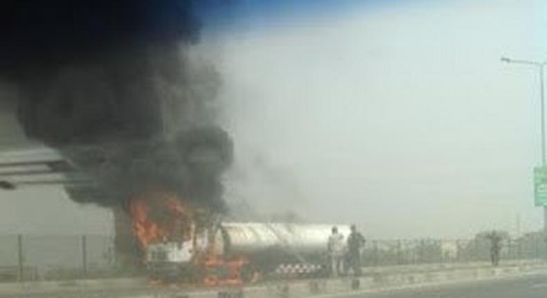 Tanker catches fire in Lekki on December 29, 2015