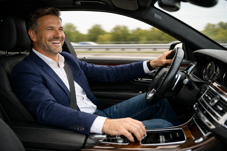 Muškarac vozi automobil