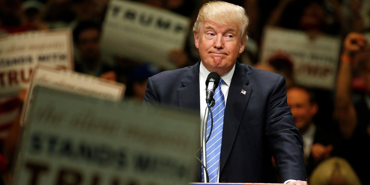 Donald Trump at a rally with supporters in Anaheim, California, on May 25.