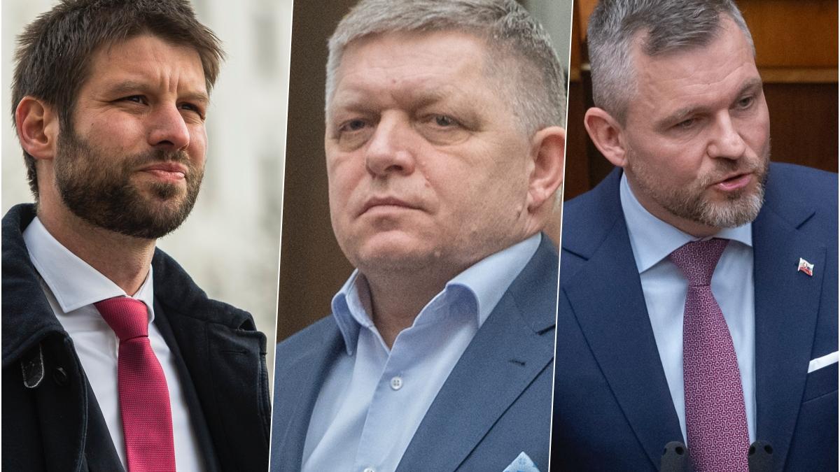 Slovenskí politici: Michal Šimečka, Robert Fico a Peter Pellegrini.