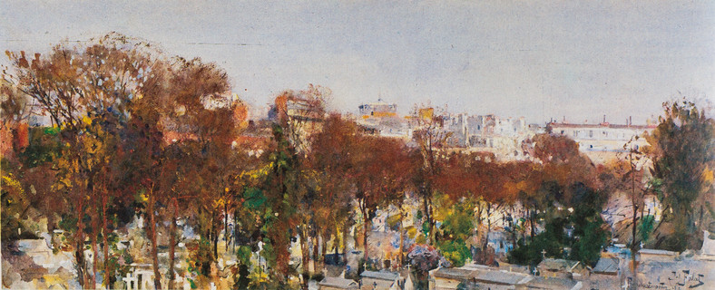 J Fałat, Cmentarz Montmartre w Paryżu (1893)