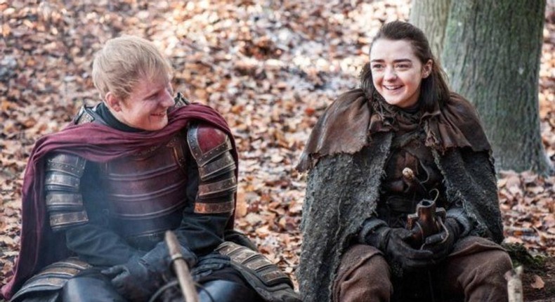 Ed Sheeran and  Arya  Stark in Game of Thrones season 7 