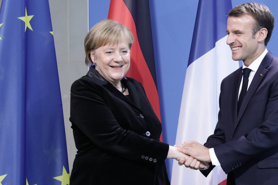 Angela Merkel, kanclerz Niemiec, i Emmanuel Macron, prezydent Francji