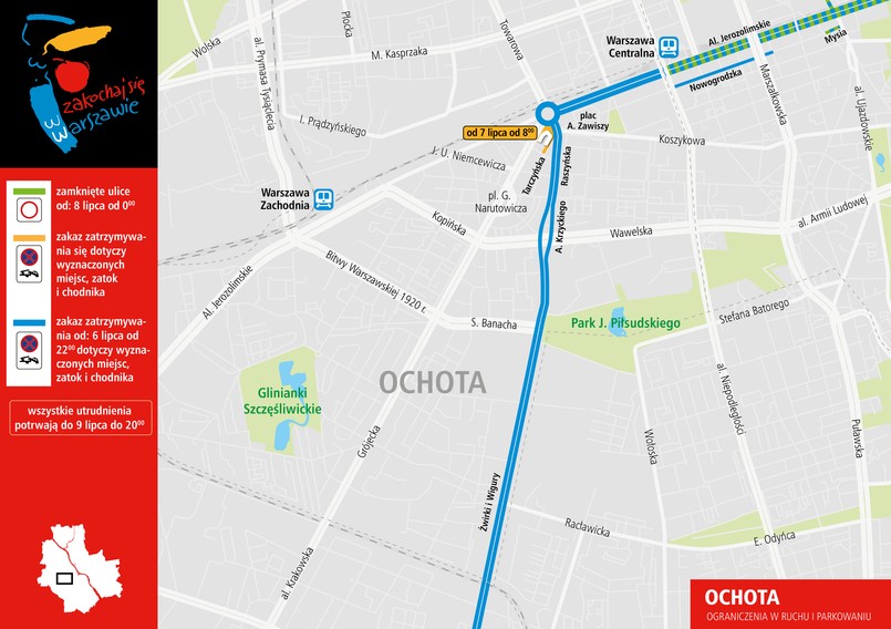 Plan ograniczeń w czasie szczytu NATO - Warszawa Ochota