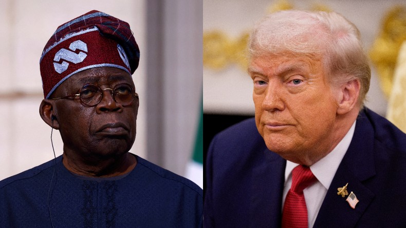 L-R: President Bola Tinubu and US President Donald Trump - Nigeria risks joining Eritrea as the only African countries on the U.S. religious freedom blacklist. [Getty Images]