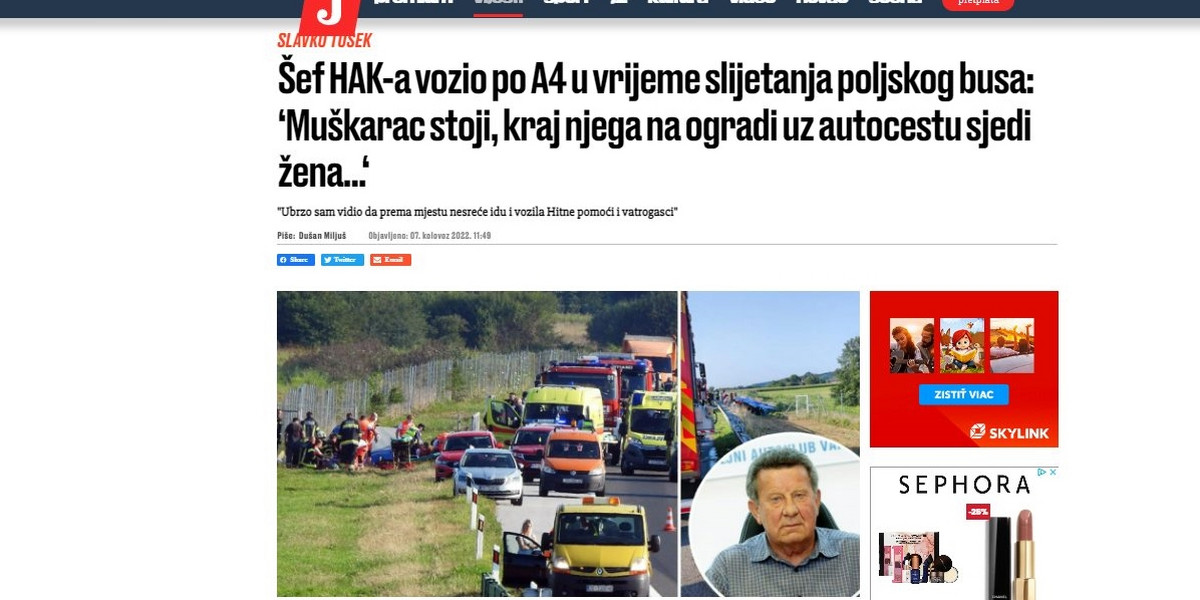 Kierowca z Chorwacji mijał miejsce wypadku polskiego autokaru tuż po tragedii.