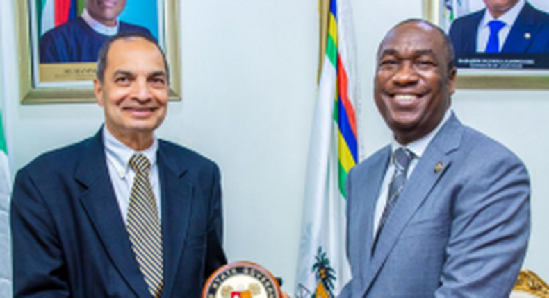 Lagos State Deputy Governor, Dr Obafemi Hamzat and the Dean, Department of Industrial Engineering, University of Pittsburgh, Prof. Bopaya Bidinda.