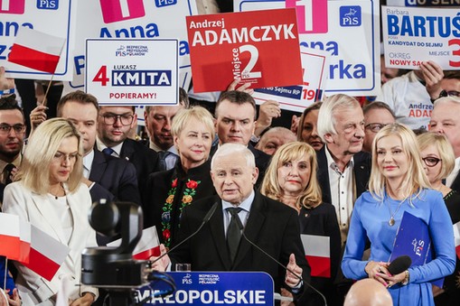 Prezes PiS Jarosław Kaczyński na regionalnej konwencji partii w Małopolsce