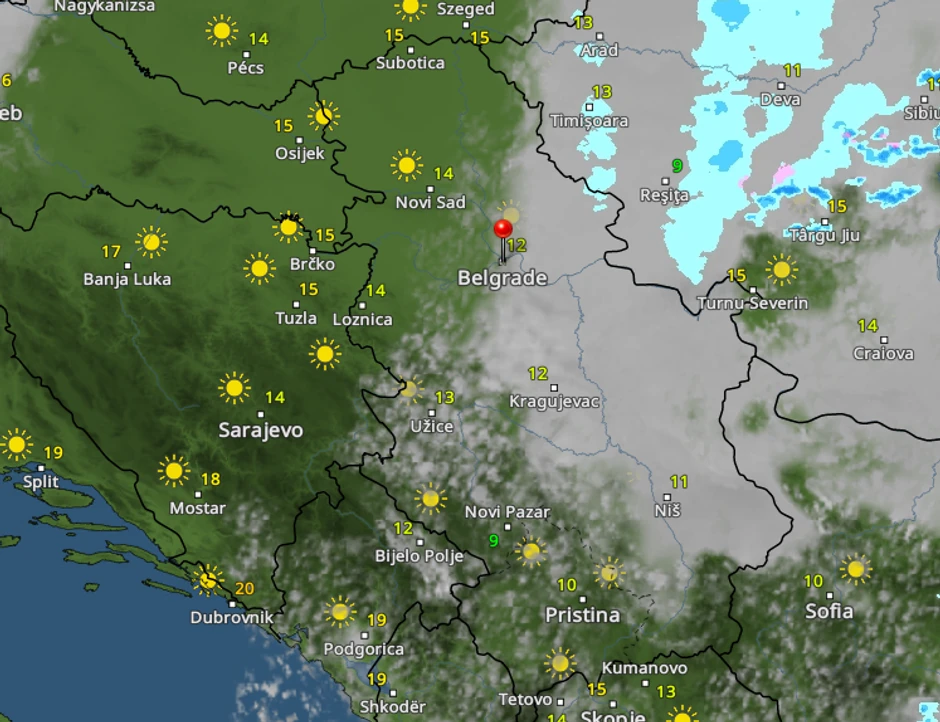 Kretanje nevremena u 15 časova sutra