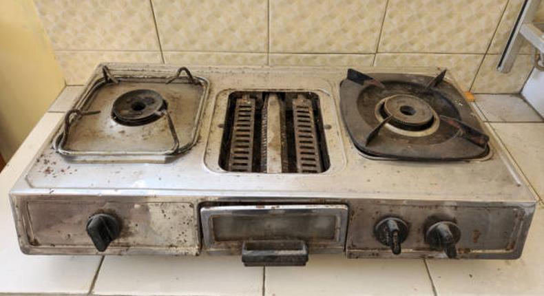 An old gas stove