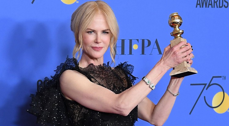 Nicole Kidman 2018-ban, mikor Golden Globe-díjat nyert a Hatalmas kis hazugságok című sorozatban nyújtott alakításáért.