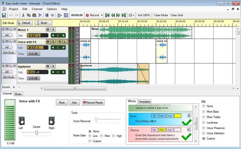 Główne okno programu do miksowania muzyki - Easy Audio Mixer