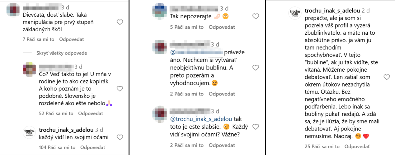Adela Vinczeová reaguje na negatívne komentáre na sociálnej sieti. 