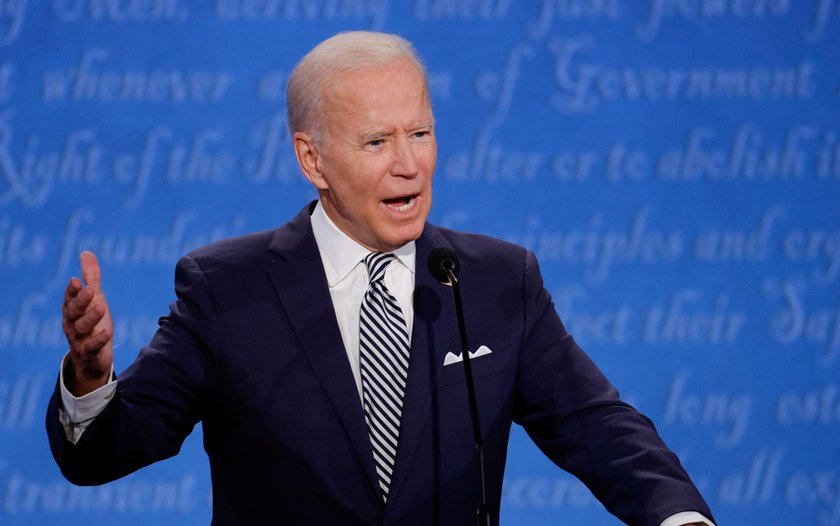 U.S. President Donald Trump and Democratic presidential nominee Joe Biden participate in their first