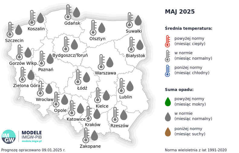 Dopiero maj się wyróżni na tle najbliższych miesięcy i powinien przynieść temperatury bliższe średniej