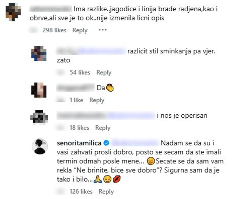Milica Pavlović, komentari