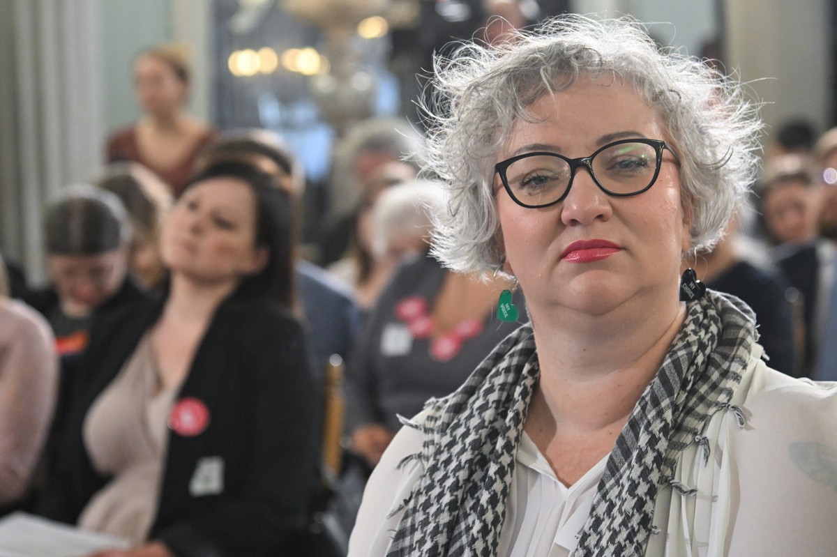 Jedna z liderek Ogólnopolskiego Strajku Kobiet Marta Lempart na posiedzeniu sejmowej komisji