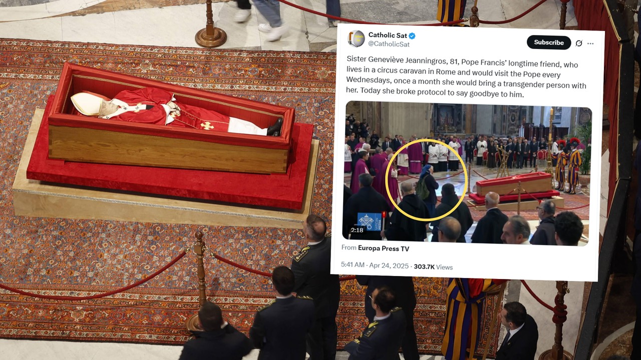Złamała protokół przy trumnie papieża. "Szczególna przyjaciółka"