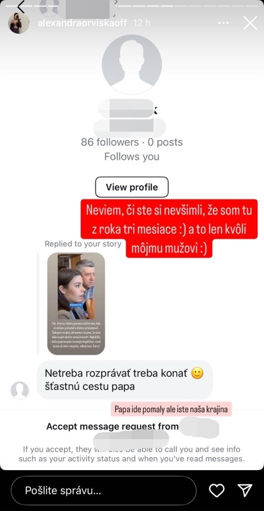 Orviská reagovala na svojom instagramovom profile. 